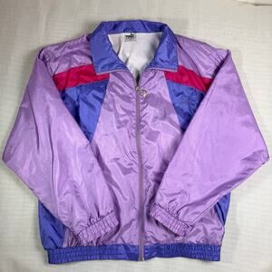 Vintage Puma 80s 90s Colorblock Track Jacket Purple Pink Blue Unisex Size 6